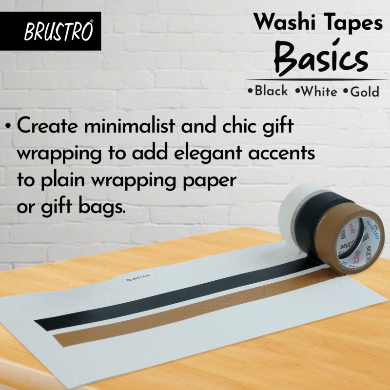 BRUSTRO Washi Tapes Basics Shade, 15 mm x 5 mtrs (set of 3) - Image 3