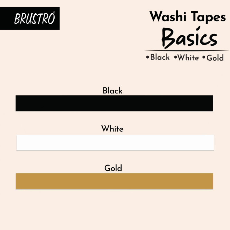 BRUSTRO Washi Tapes Basics Shade, 15 mm x 5 mtrs (set of 3)