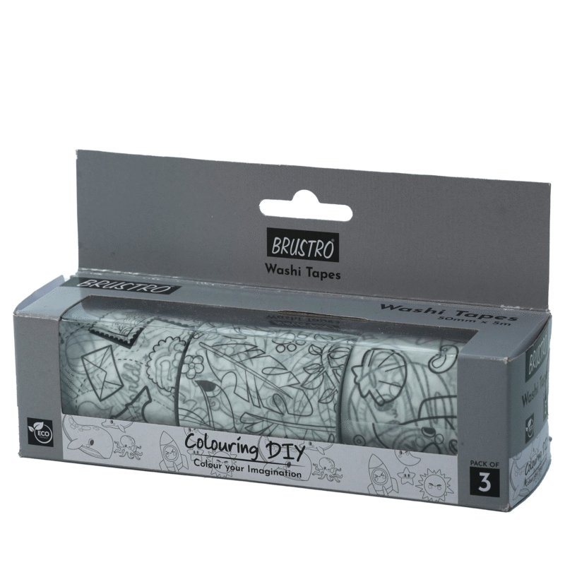 BRUSTRO Washi Tapes DIY Colouring tapes, 50 mm x 5 mtrs (set of 3) - Image 4