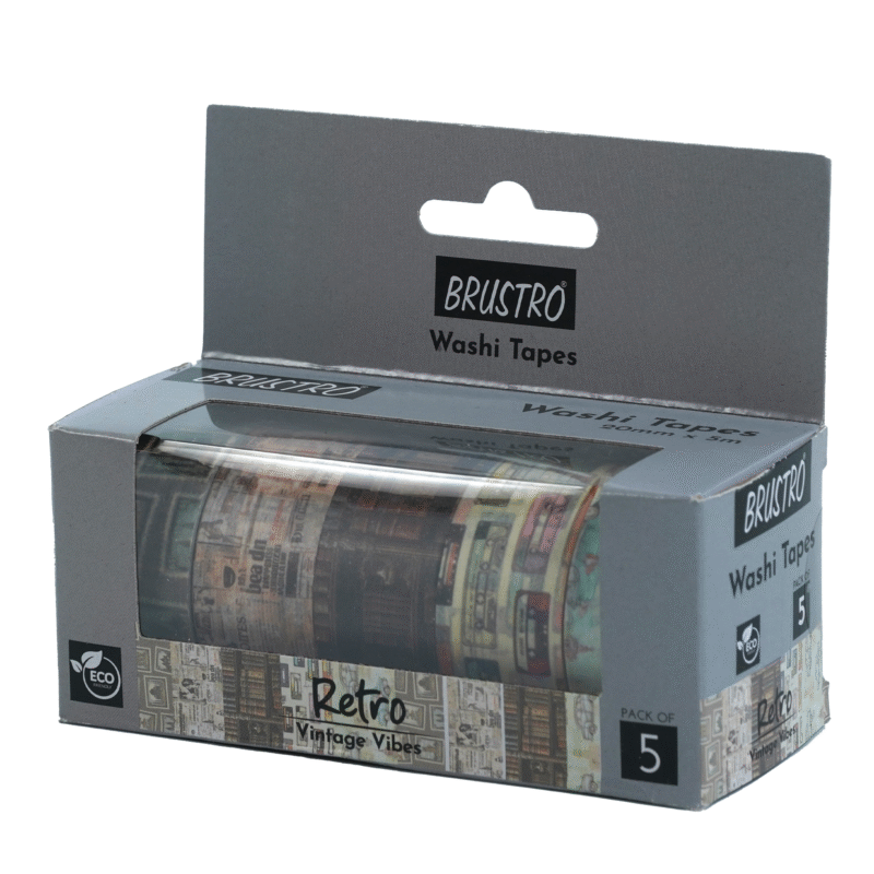 BRUSTRO Washi Tapes Retro Series, 20 mm x 5 m (set of 5) - Image 4