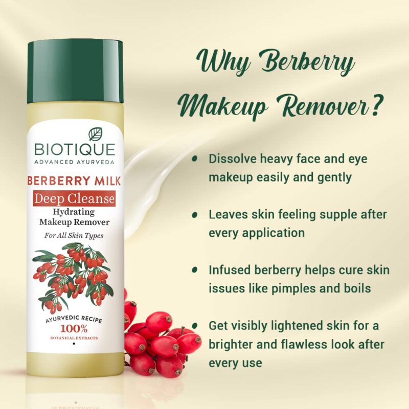 Biotique Berberry Milk Deep Cleanse Hydrating Makeup Remover - 120 ml - Image 6