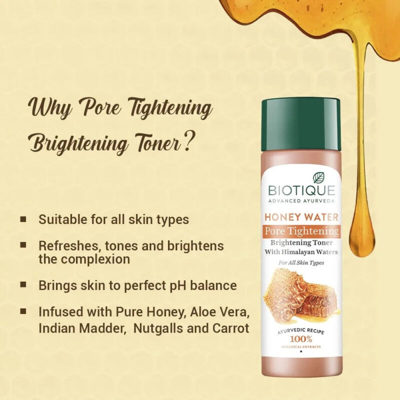 Biotique Honey Water Pore Tightening Toner With Himalayan Waters (120 ml) - Image 5