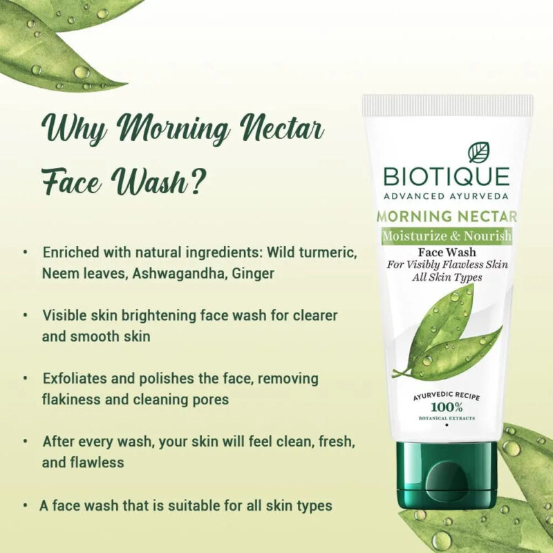 Biotique Morning Nectar Moisturize & Nourish Visibly Flawless Face Wash (All Skin Types) - Image 10