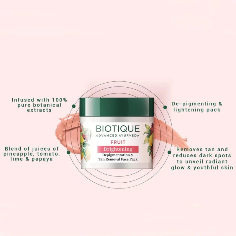 Biotique Fruit Brightening Depigmentation & Tan Removal Face Pack - Image 9