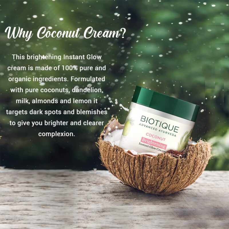 Biotique Coconut Brightening Instant Glow Cream for All Skin Types - Image 9