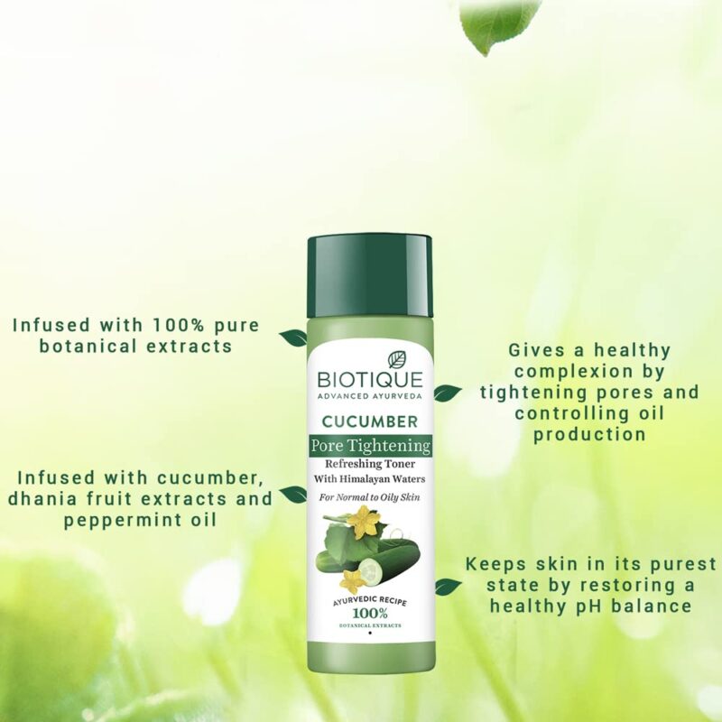 Biotique Bio Cucumber Pore Tightening Toner With Himalayan Waters (120 ml) - Image 7