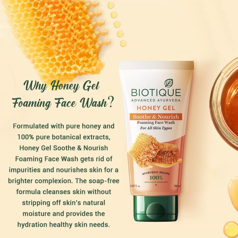 Biotique Honey Gel Soothe & Nourish Foaming Face wash For All Skin Types - Image 5