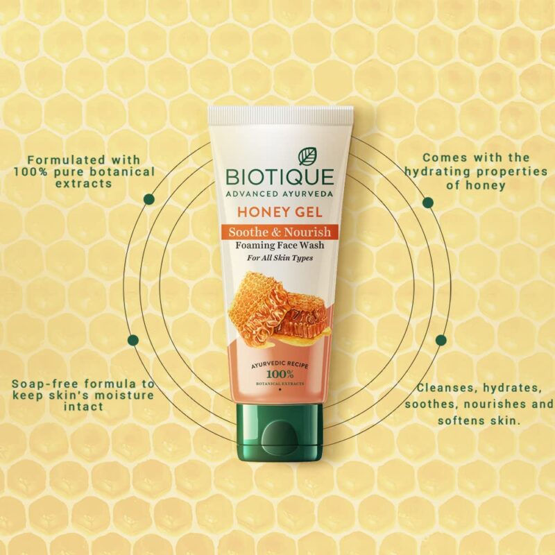 Biotique Honey Gel Soothe & Nourish Foaming Face wash For All Skin Types - Image 6