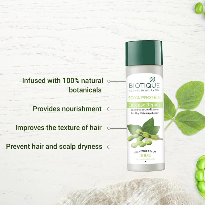 Biotique Soya Protein Intense Repair Shampoo for Dry, Damaged & Color Treated Hair - Image 14
