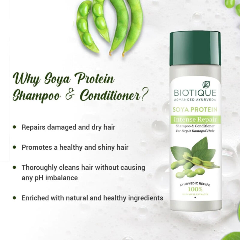 Biotique Soya Protein Intense Repair Shampoo for Dry, Damaged & Color Treated Hair - Image 16