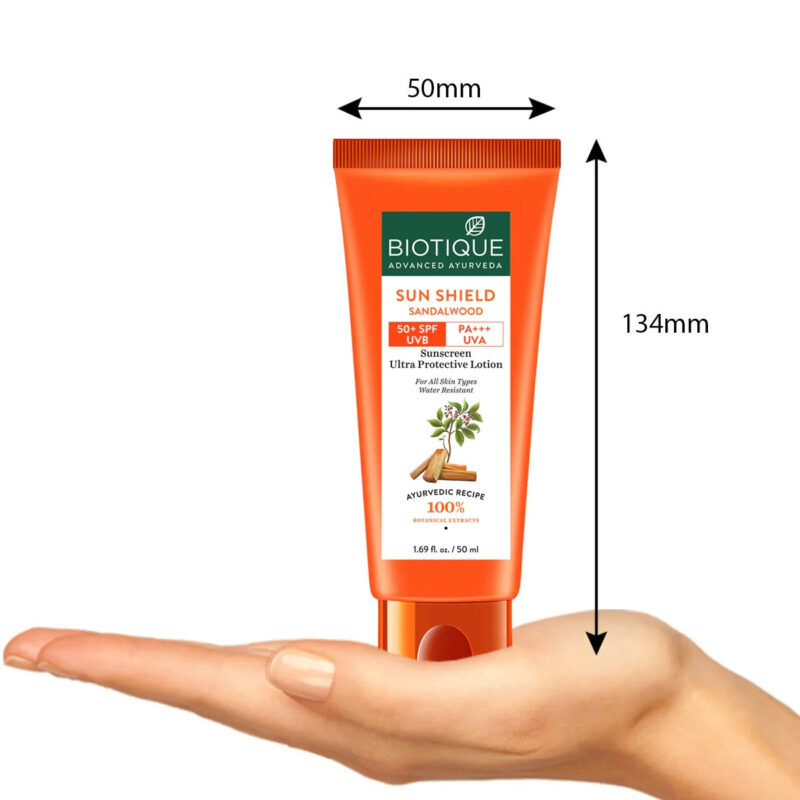 Biotique Sun Shield Sandalwood Ultra Protective Lotion 50+ SPF Sunscreen - Image 3