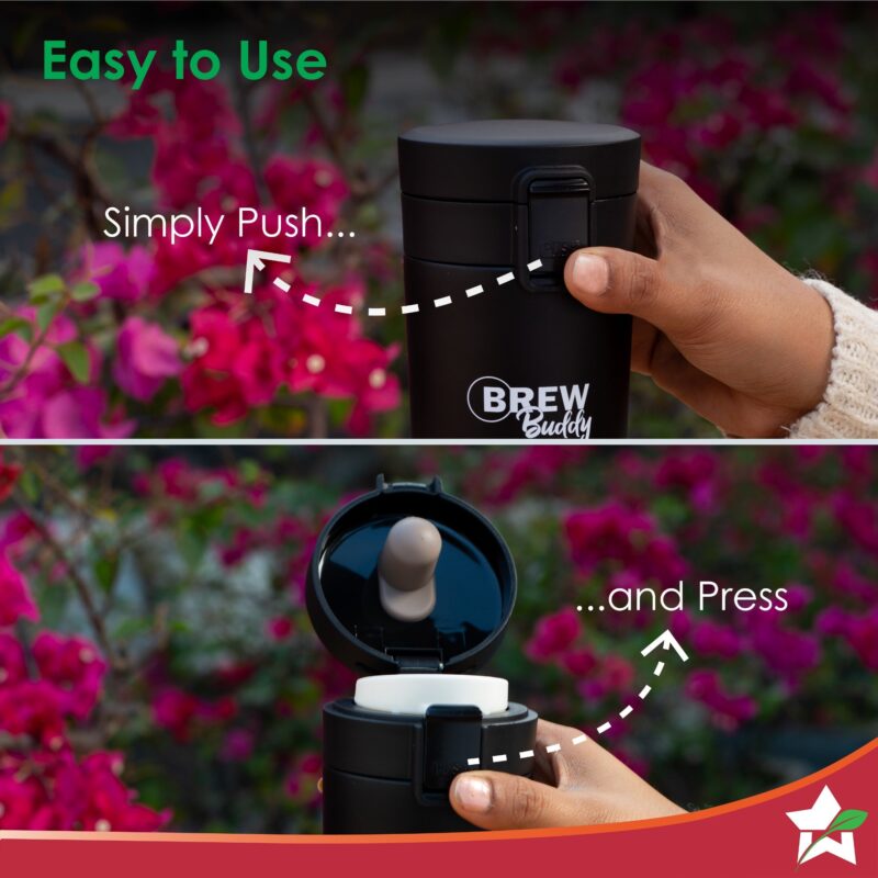 Wonderchef Renewed Brew Buddy Portable Coffee Mug | 380 ml | 304 Stainless Steel | Rust Proof | Copper Coated | Double Walled Vacuum Insulation | Safe-Lock System| Anti-Skid Base | 1 Year Warranty - Image 6