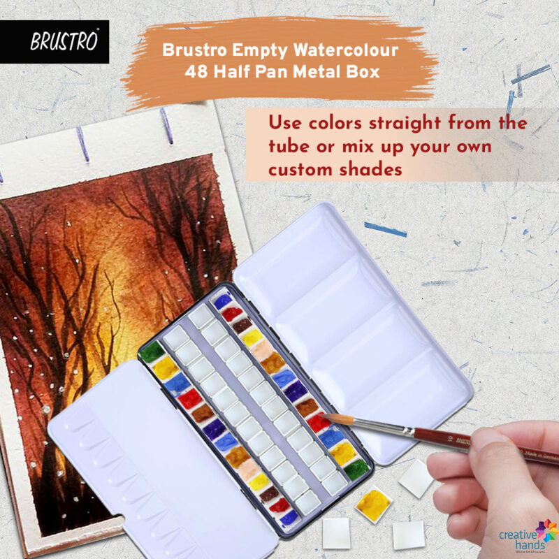 Brustro Empty Watercolour 48 Half Pan Metal Box (Pans Included) - Image 3