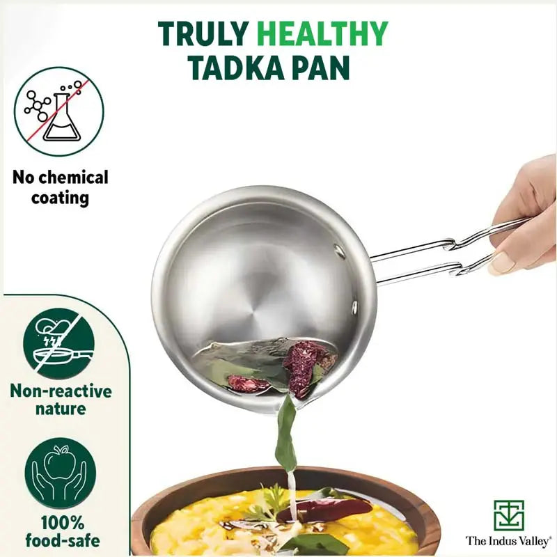 TurboCuk Triply Stainless Steel Tadka Pan for Spice Seasoning/Heating, Premium Quality, 3 Layer Thick Body, 100% Toxin-free, Non-stick, Induction & Gas, 12cm, 300ml - Image 2