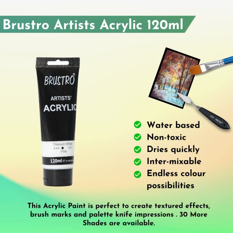 BRUSTRO Artists Acrylic 120ml Titanium White (Pack of 2)