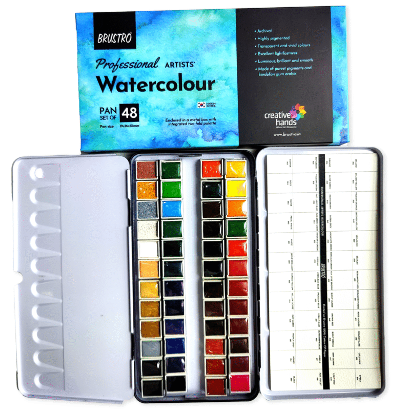 BRUSTRO Artists Professional Watercolour Half pan Set of 48