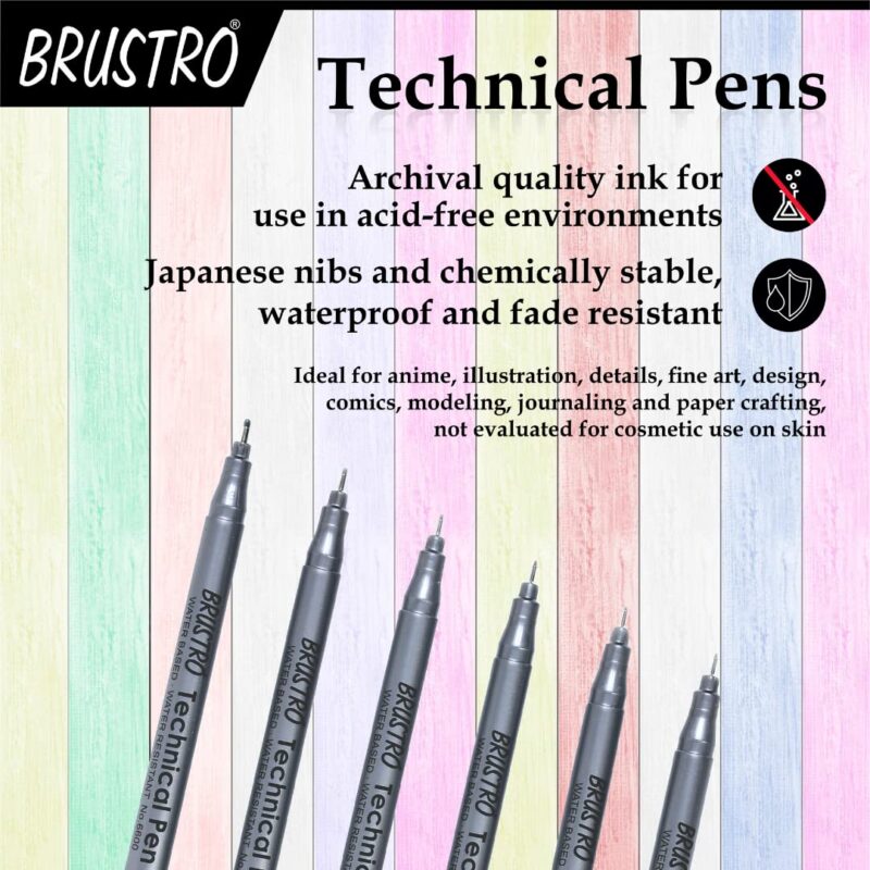 Brustro Artists Sketch Book Stitched Bound A5 Size, 160 Pages Acid Free & Technical Pen, 110 GSM (Pack of 6) - Image 2