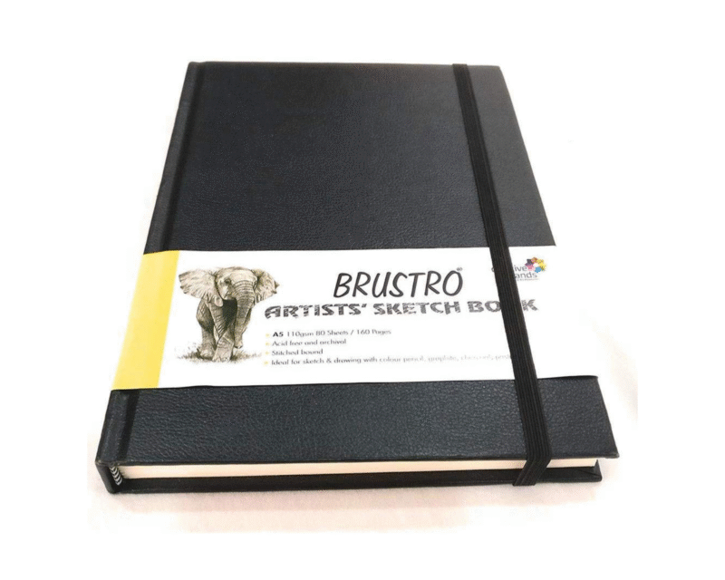 Brustro Artists Sketch Book Stitched Bound A5-110 GSM, 160 Pages Acid Free & Technical Pen Black Assorted Set of 9 Combo - Image 2