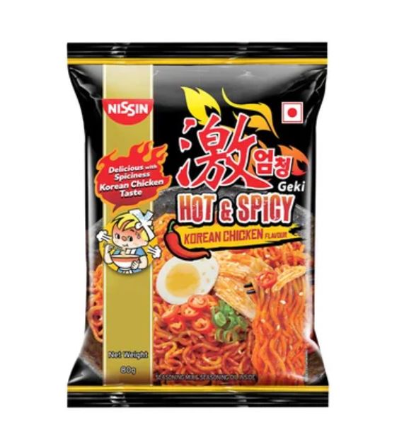 25x Nissin Geki - Hot & Spicy Korean Chicken Flavoured Instant Noodles - Pack of 25 (80GM each)