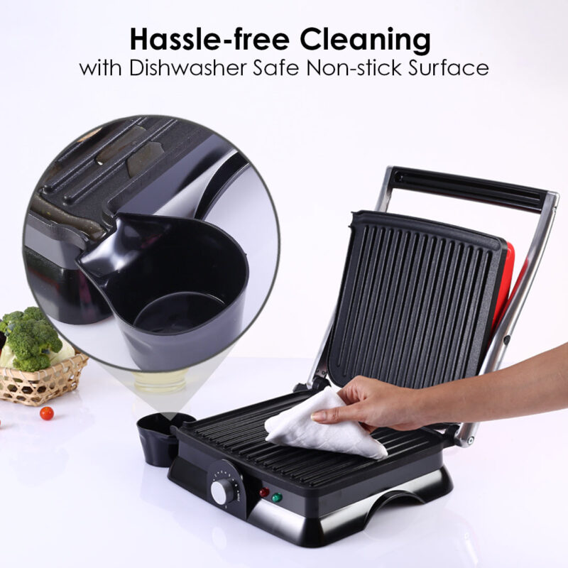 Sanjeev Kapoor Tandoor Family Size| Crimson Edge Electric Contact Grill & Sandwich Maker| Healthy Non-Stick Coating | LED Indicator| 2 Year Warranty| Red - Image 7