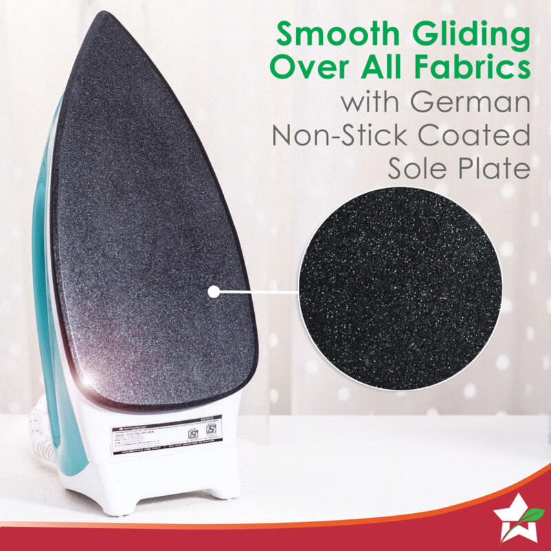 Dry Iron Cruze | 1000W | Quick Heating | Non-Stick Coated Sole Plate | Light and Compact Design | Temperature Control Dial | 1 Year Warranty - Image 3