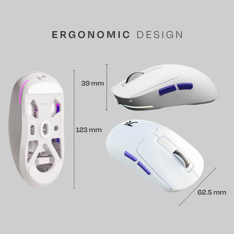 Pegasus 58g Ultra-Light Wireless White Gaming Mouse - Image 3