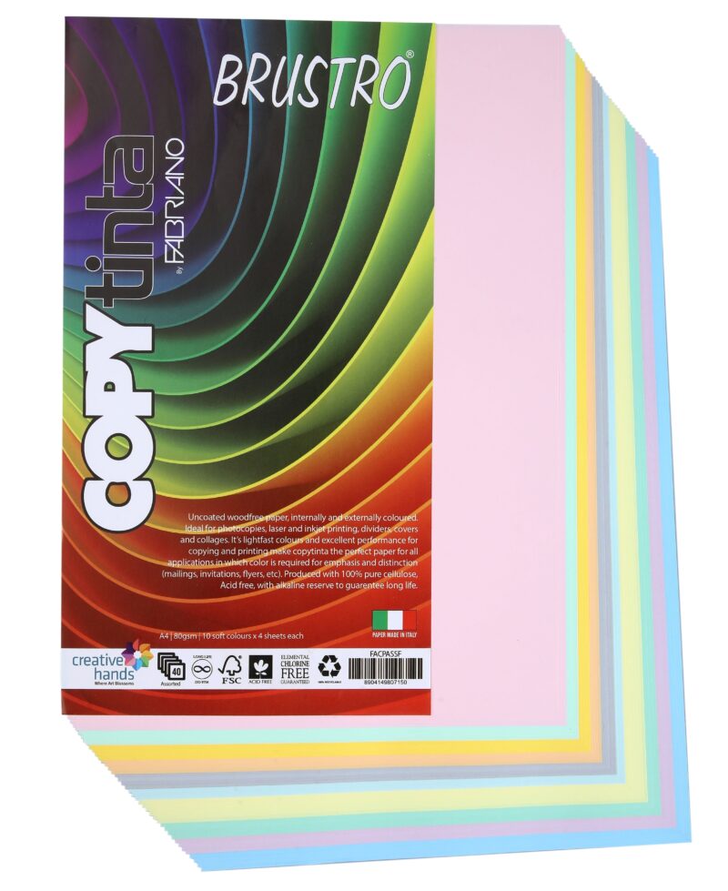 BRUSTRO Ruled Notebook with Rollerball Pens, Mechanical Pencils, Clip Box Set, 13 Pocket Expanding File Folder & Copytinta Soft Shade Single Pack (40 Sheets) Combo | Perfect Gift for Office,Teachers - Image 6