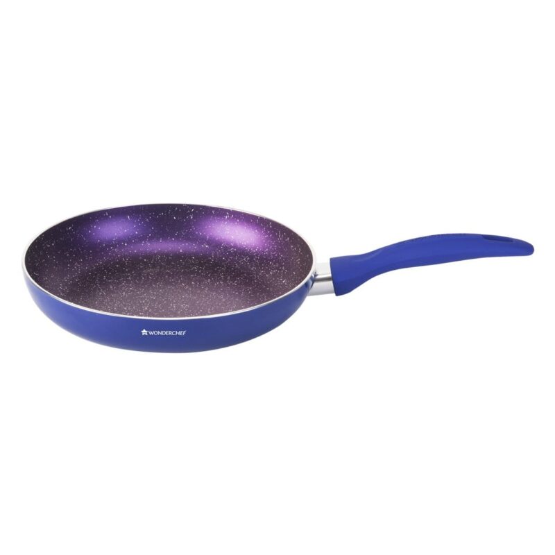 Blueberry Aluminium Non-Stick Cookware Set of 4 | Kadhai with Glass Lid 24cm, Fry Pan 24cm & Dosa Tawa 25cm | Induction Friendly Cookware | Soft Touch Handle | Pure Grade Aluminium | PFOA Free | 2 Year Warranty | Blue - Image 4