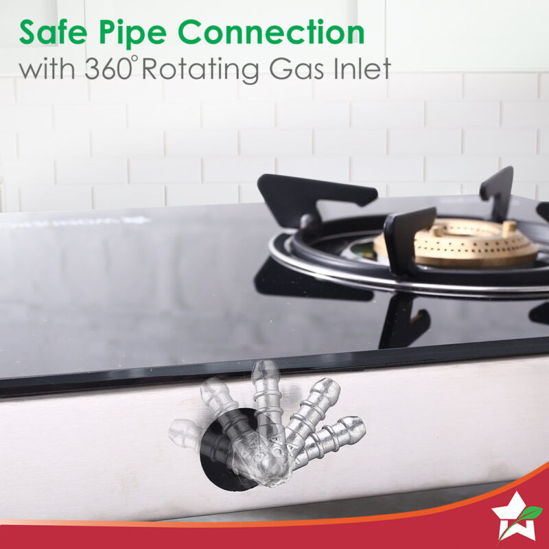 Galaxy 4 Burner Cooktop | 2 Medium, 2 Small Wide Spaced Burners | Highly Efficient Tri-pin Brass Burners | Precise Flame Control | BIS Approved 6mm Toughened Glass Top | 2 Year Warranty - Image 4