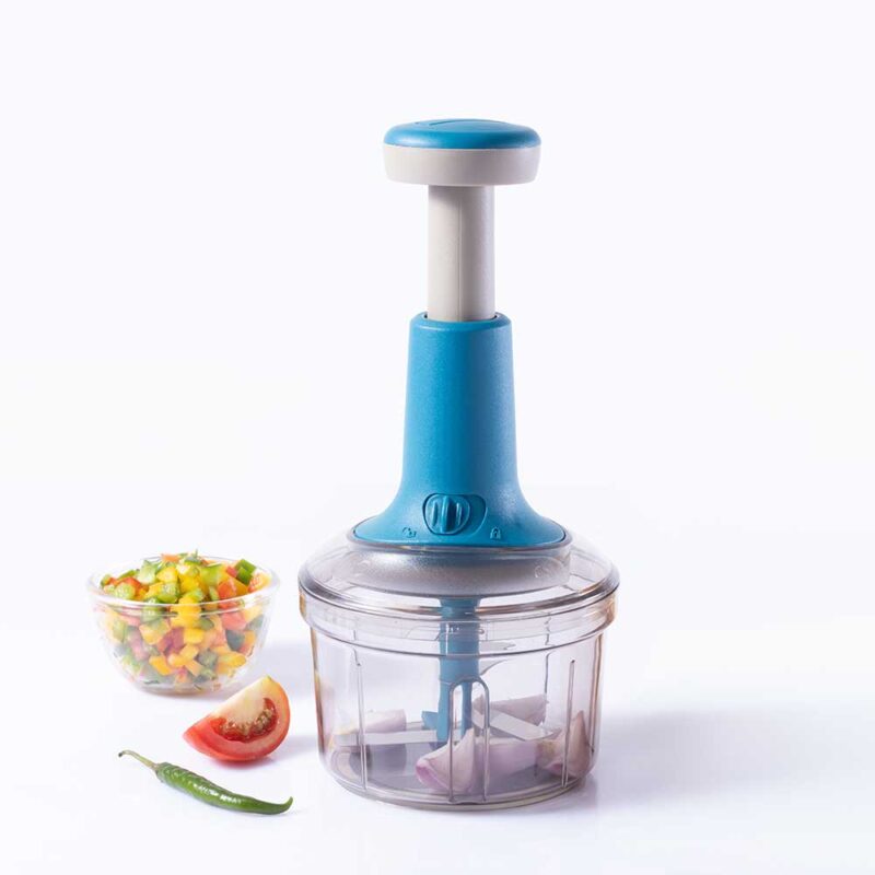 Glory Push Chopper | 800 ml | 3 Stainless Steel Blades | Anti-Slip Silicone | Air Tight Lid | Silicone Supported Base | Efficient String Mechanism | Transparent Jar | Safety Locking Mechanism | Easy to Clean | 1 Year Warranty - Image 2