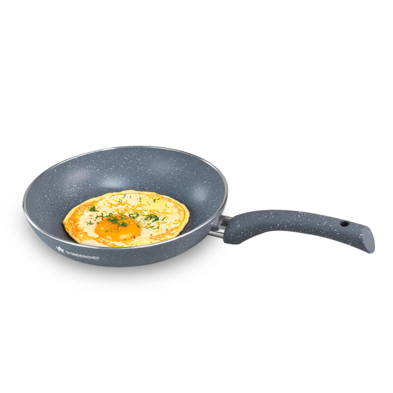 Granite Non Stick Fry Pan | Bakelite handles |Non – Toxic I Virgin Aluminium| 20 cms  | 1 liter | 2 Year Warranty | Grey | Omelette Pan - Image 7