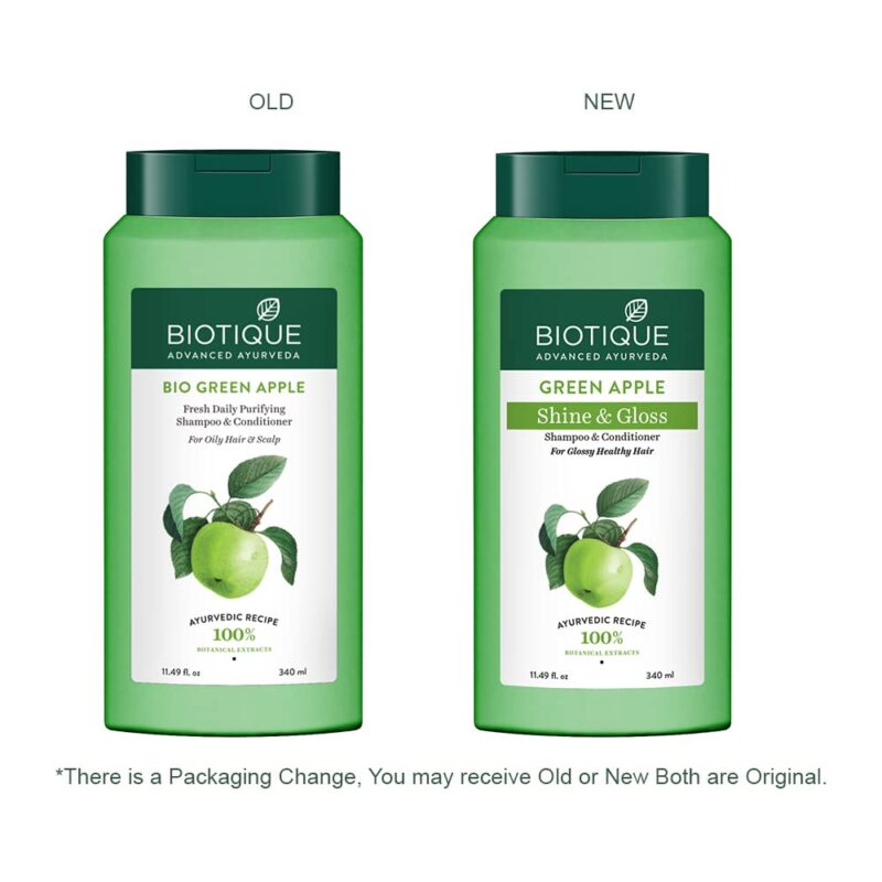 Biotique Green Apple Shine & Gloss Shampoo & Conditioner For Glossy Healthy Hair - Image 8