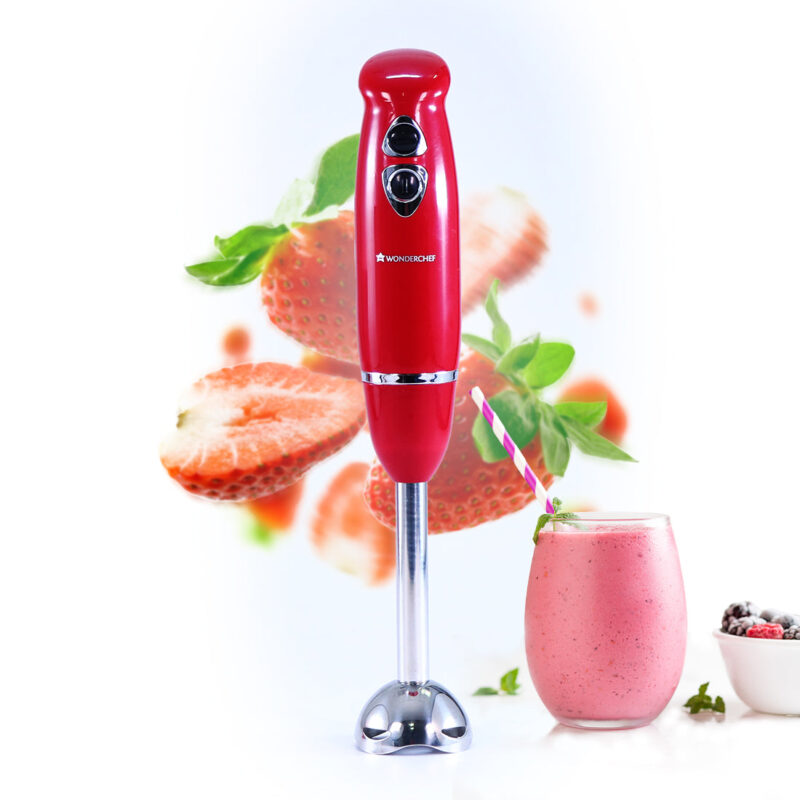 Crimson Edge 400 W Electric Hand Blender | Powerful & Silent Motor | Portable | Easy Control Grip | Hot & Cold Blending | 2 Speed Selection | Anti Rush Sharp Stainless Steel Blades | Detachable stem | 2 Years warranty | Red - Image 6