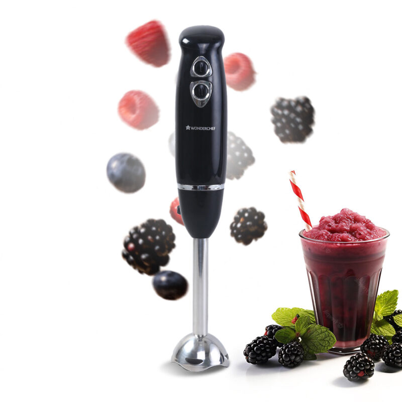 Prima Electric 180 W Hand Blender I Portable | Compact Easy Grip Body I Single Push Button Operation | Sharp Food Grade Anti Rust Stainless Steel Blades | Make Puree, Baby Food, Soup, Smoothie | Detachable Stainless Steel Shaft | 2 Years Warranty | Black - Image 7