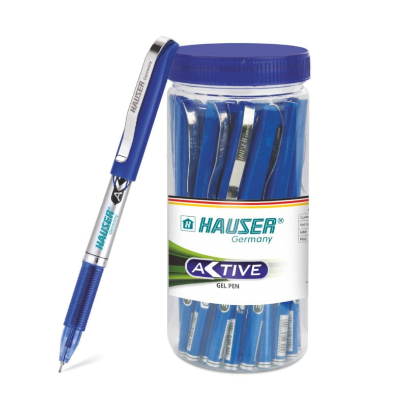 Hauser Active 0.5mm Gel Pen Jar Pack - Blue Ink, Set Of 25