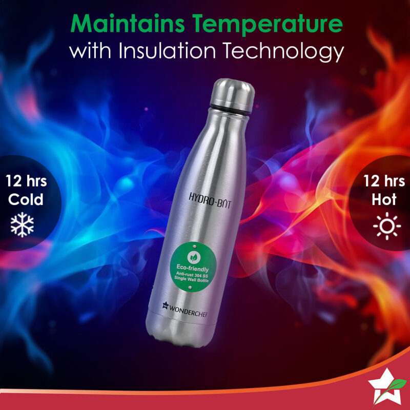 Stainless Steel Hydro Bot 750 ml | Gift Box Packing | Single wall | Non-insulated | 304 Stainless Steel | Non Toxic IBPA free | Rust Free | Light weight | For Home , Office and Travel | Spill and Leak proof | Wide Mouth | Easy to Clean | 2 Years Warranty - Image 3