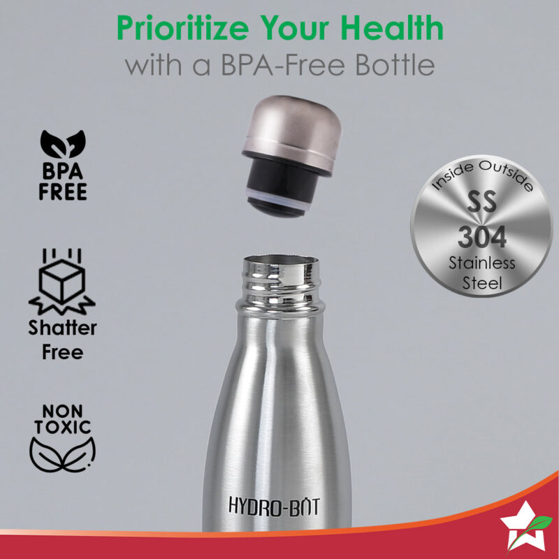 Stainless Steel Hydro Bot 750 ml | Gift Box Packing | Single wall | Non-insulated | 304 Stainless Steel | Non Toxic IBPA free | Rust Free | Light weight | For Home , Office and Travel | Spill and Leak proof | Wide Mouth | Easy to Clean | 2 Years Warranty - Image 5