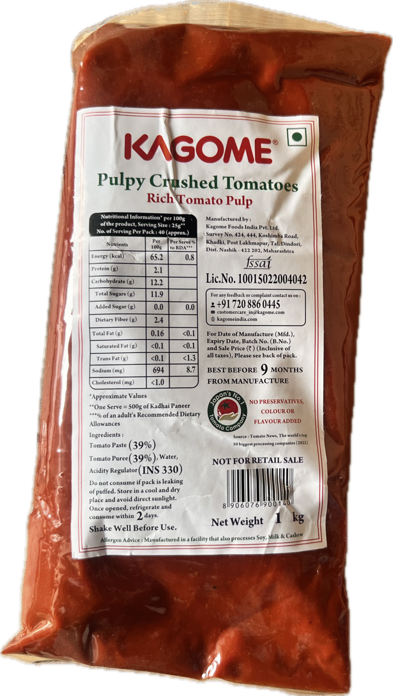 Kagome Pulpy Crushed Tomato - Rich Tomato Pulp - 1kg