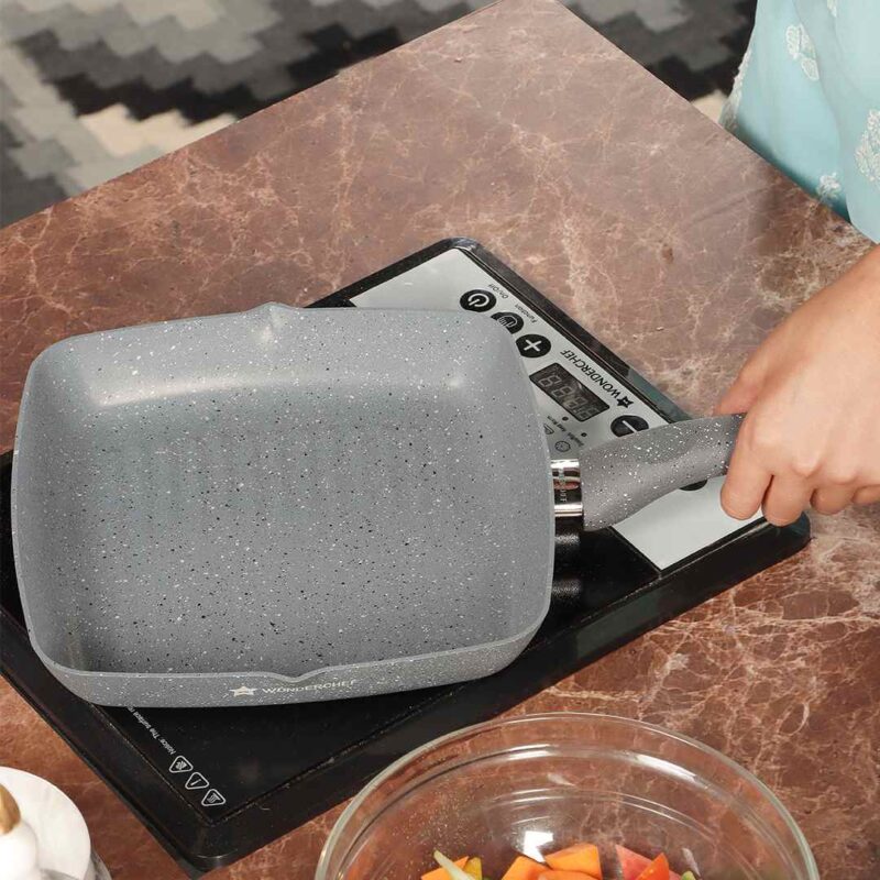 Granite Non-stick Grill Pan, Soft-touch Handle, Virgin Grade Aluminium, PFOA/Heavy metals free, 3.5mm, 2 years warranty, Grey - Image 12