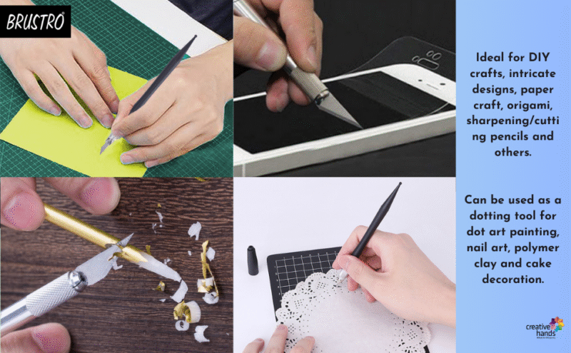 Brustro Crafter Pen Knife with Embossing Stylus 8 Blade refills included - Image 4