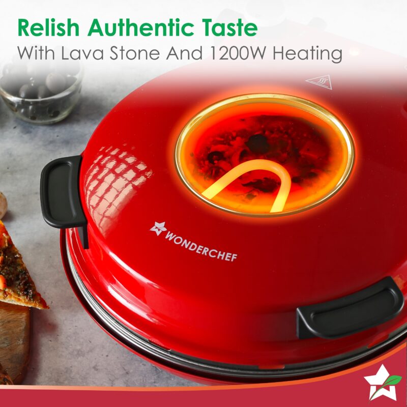 Regalia Pizza Maker | 1200W | Crispy Pizzas in 5 Minutes | Wood Fried Pizzas Like Taste | Lava Stone Base for Golden Crust | 12-Inch Diameter | Easy to Clean | 2 Year Warranty - Image 4
