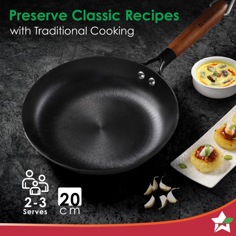 Pre-Seasoned Ferro Light 20cm Cast Iron Fry Pan | 800 ml | Acacia Wooden Handles | Gravity Moulding Technology | No Chemical Coating | 10 Year Warranty - Image 7