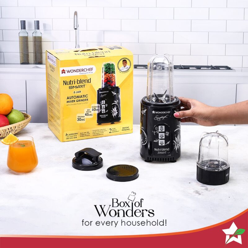 Nutri Blend Smart CKM Automatic Mixer Grinder with Dual Pulse Function|22000 RPM|100% Full Copper Motor|2 Unbreakable Jars|500 W|2 Years Warranty|Recipe book by Chef Sanjeev Kapoor| Black - Image 10