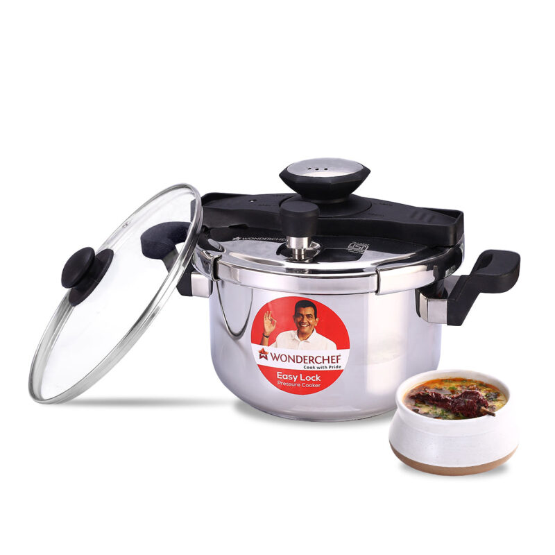 Wonderchef Renewed Easy Lock Stainless Steel 5L Outer Lid Pressure Cooker | Induction Compatible | Tri-Ply Bottom - Image 7
