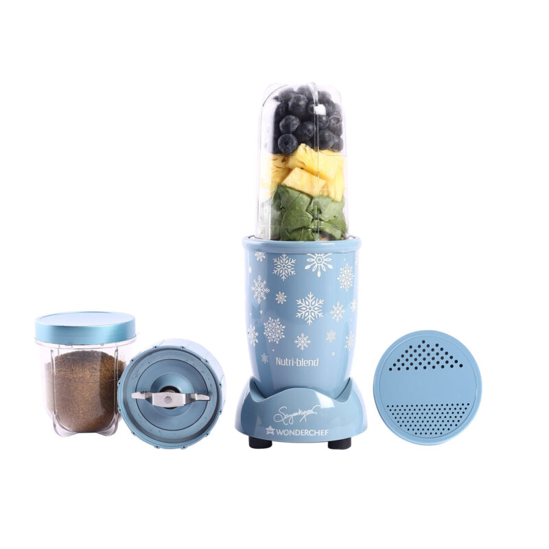 Nutri Blend Snowflakes, 22000 RPM 100% Full Copper Motor, 2 Unbreakable Jars, 500W, 2 Years Warranty, Recipe book by Chef Sanjeev Kapoor, Blue - Image 5