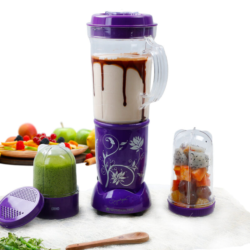 Nutri-blend Juicer, Mixer, Grinder, Blender & Smoothie Maker | 500W 22000 RPM 100% Full Copper Motor | Stainless steel Blades | 3 unbreakable jars | 2 Years warranty | Recipe book by Chef Sanjeev Kapoor | Purple - Image 5