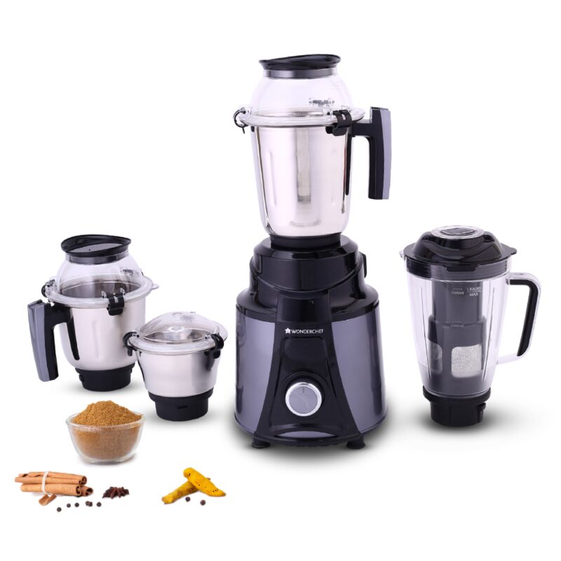 Galaxy Mixer Grinder 750W 100% Copper Motor, 4 Stainless Steel Jars, Black & Grey, 5 Years Warranty - Image 6