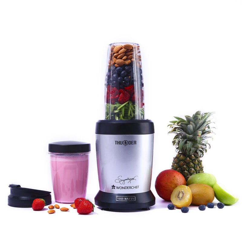 Nutri-blend Thunder Mixer, Grinder, Blender & Smoothie Maker | 1000W 22000 RPM 100% Full Copper Motor | SS 6-Blade Assembly | 2 Unbreakable Tritan Jars | 2 Years Warranty | Recipe Book By Chef Sanjeev Kapoor | Black Silver - Image 8