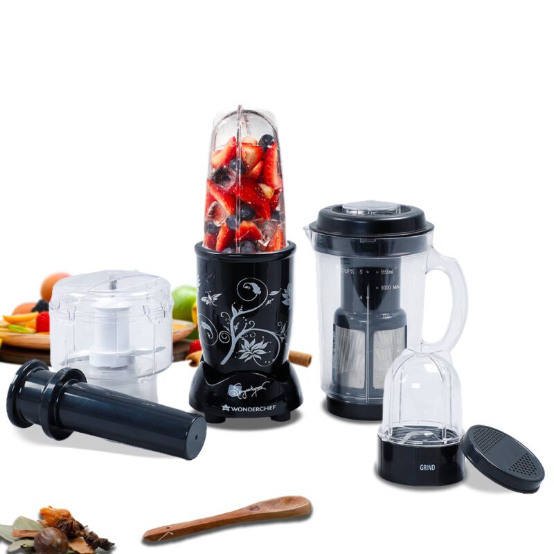 Nutri-blend Juicer, Mixer, Grinder, Smoothie Maker & Chopper | Complete Kitchen Machine | 22000 RPM Blender, Chopper, Juicer | 500W 100% Full Copper Motor | SS Blades | 4 Unbreakable Jars | 2 Years Warranty | Recipe Book By Chef Sanjeev Kapoor | Black - Image 7