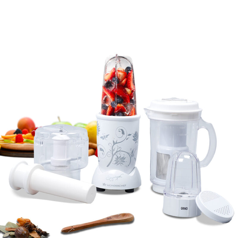Nutri-blend Juicer, Mixer, Grinder, Smoothie Maker & Chopper | Complete Kitchen Machine | 22000 RPM Blender, Chopper, Juicer | 400W 100% Full Copper Motor | SS Blades | 4 Unbreakable Jars | 2 Years Warranty | Recipe Book By Chef Sanjeev Kapoor | White - Image 7